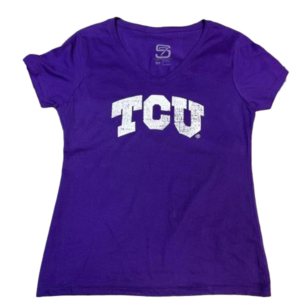 TCU Horned Frogs Women's V-Neck T-Shirt — Purple/White